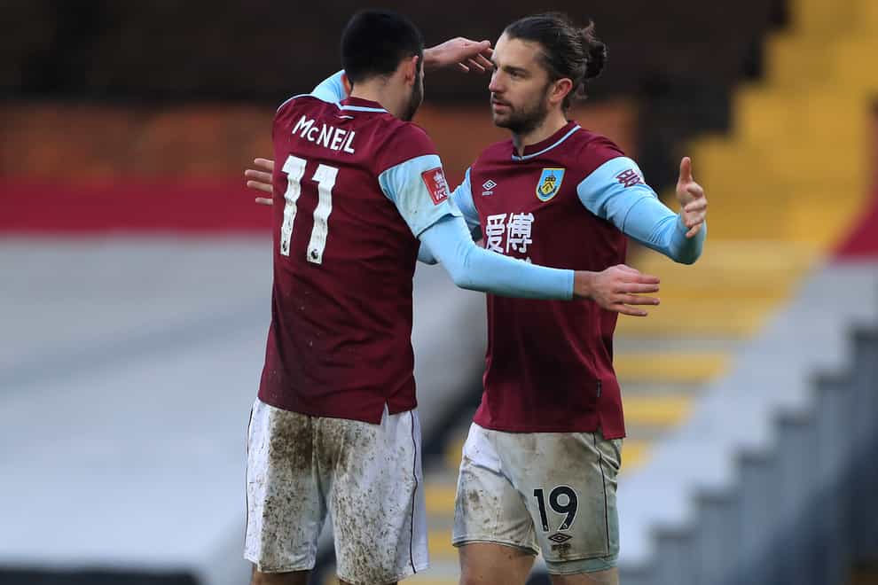 Jay Rodriguez, right, scored twice as Burnley beat Fulham 3-0
