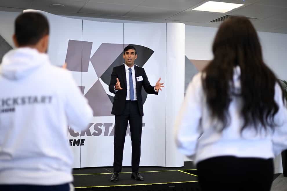 Chancellor Rishi Sunak speaking to young people