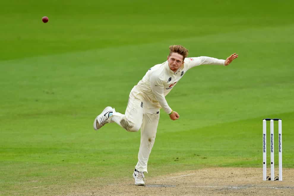 Dom Bess bowling for England
