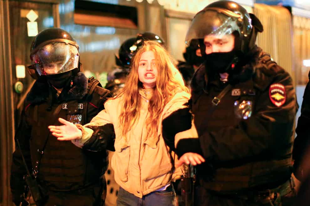 A woman is arrested in Moscow