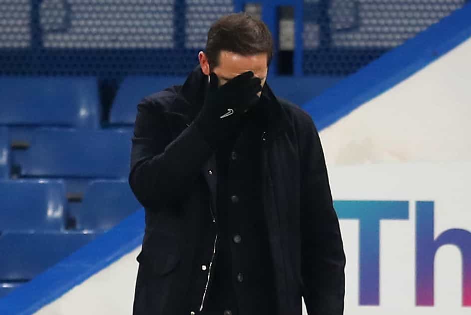 Frank Lampard looks dejected on the touchline