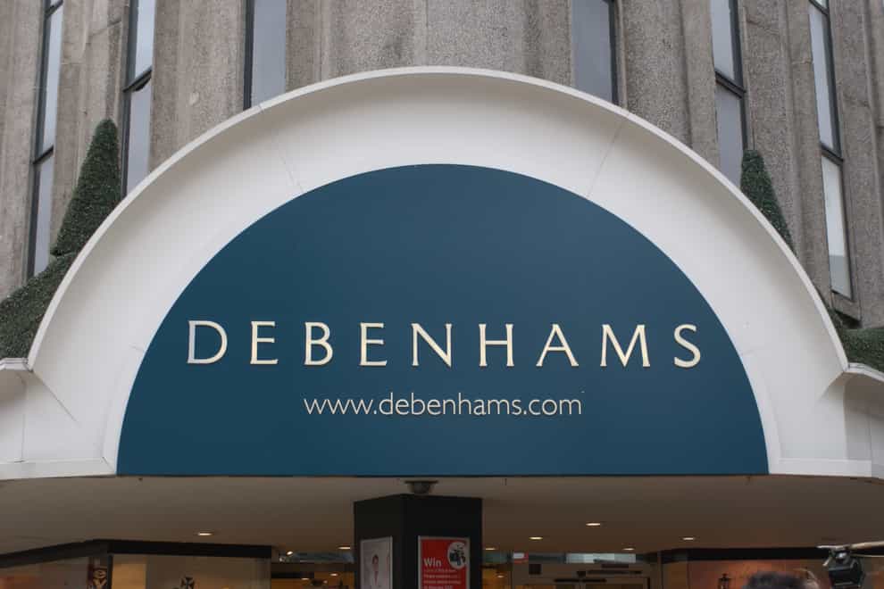 A Debenhams' shop sign
