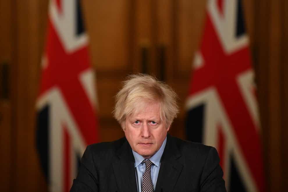 Prime Minister Boris Johnson during a media briefing in Downing Street