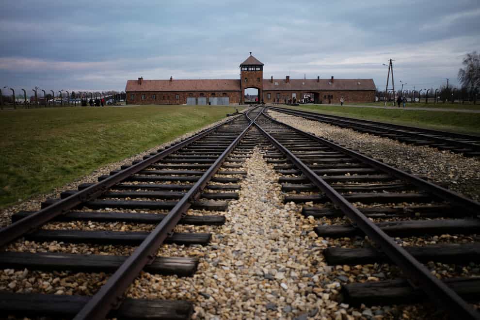 The railway tracks leading to the Auschwitz Nazi death camp in Poland
