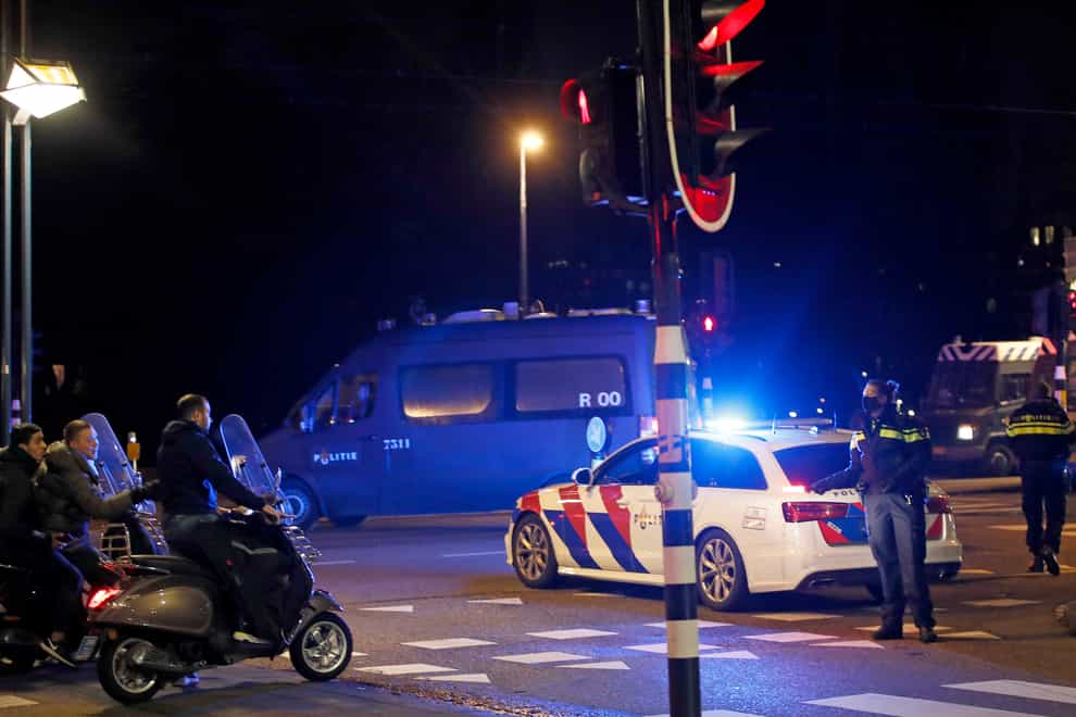 Roadblock amid Netherlands curfew