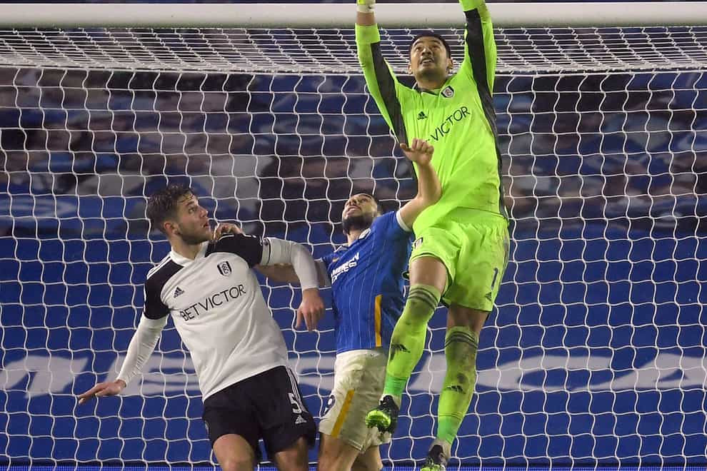 Fulham manager Scott Parker praised his goalkeeper Alphonse Areola, right, after his performance against Brighton