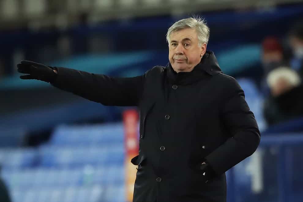 Everton manager Carlo Ancelotti gestures on the touchline