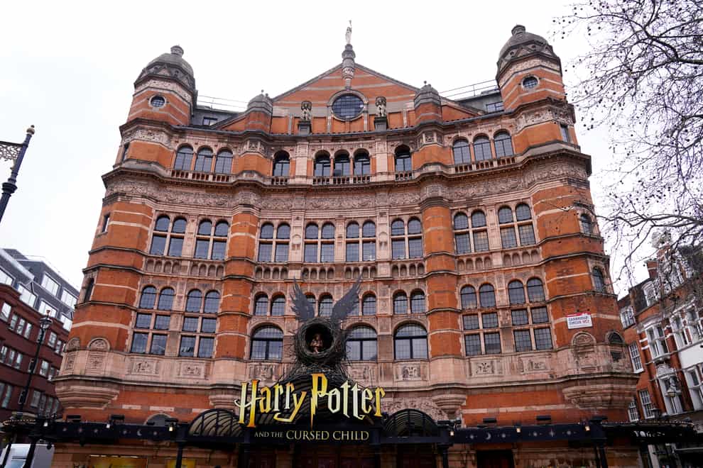 Harry Potter and the Cursed Child signage at The Palace Theatre
