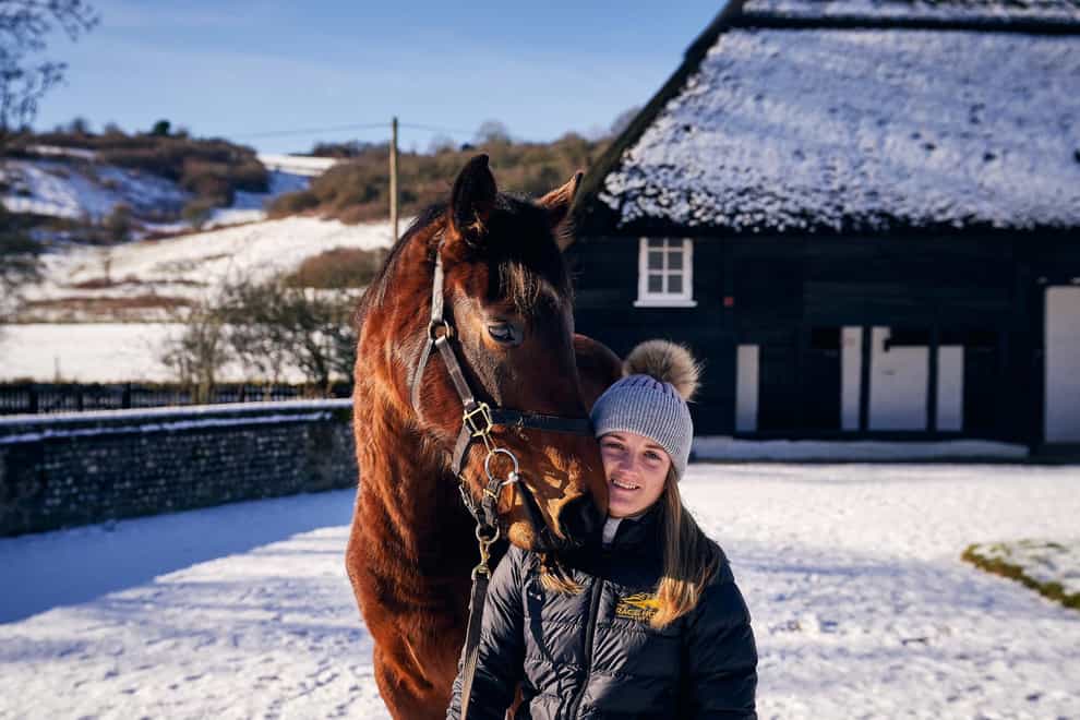 Hollie Doyle with the daughter of Postponed