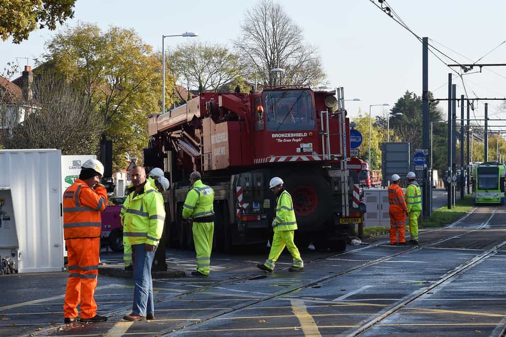 The scene near the tram crash in Croydon in 2016