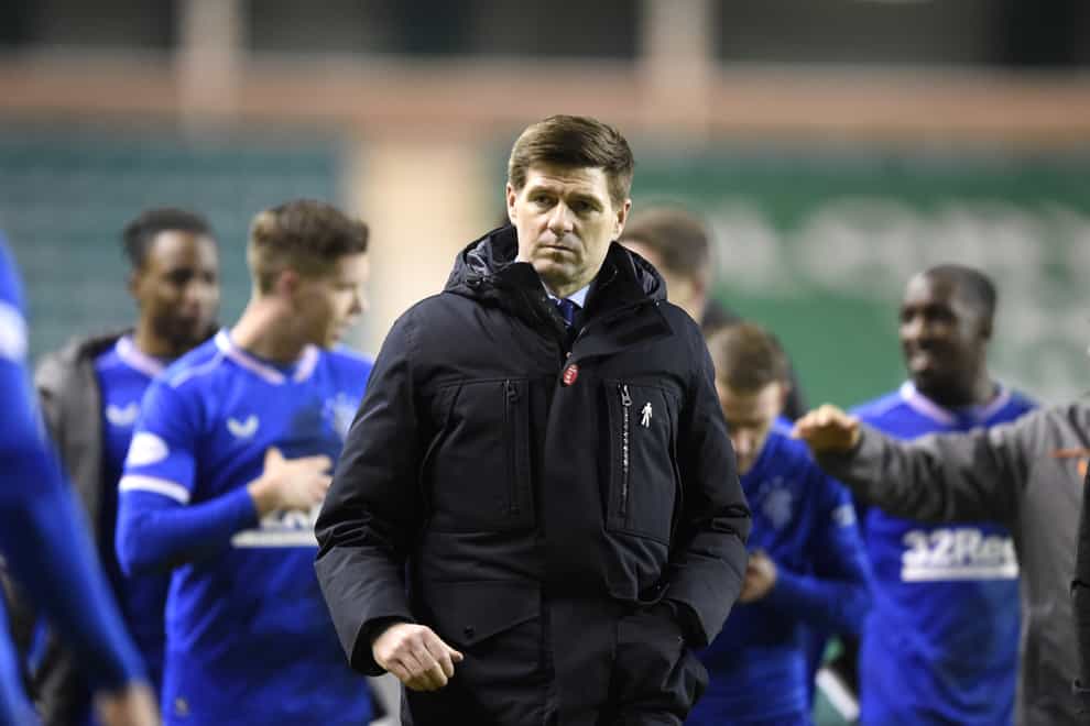 Rangers manager Steven Gerrard walks down the touchline