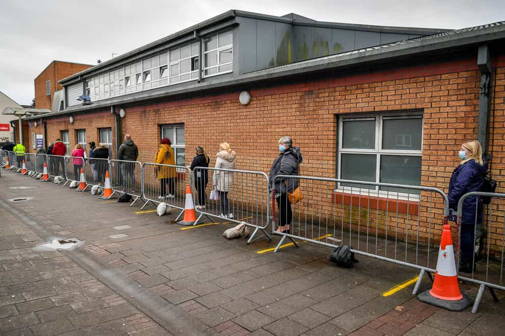 People queue for Covid vaccines in Wales