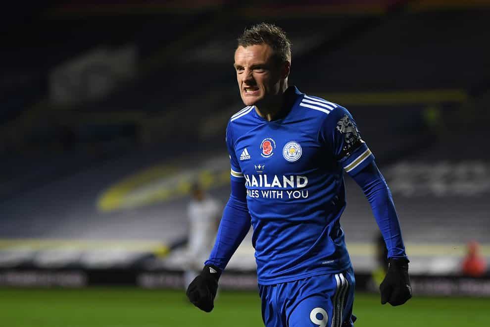 Jamie Vardy is progressing well and "on schedule" following his hernia operation, according to Leicester boss Brendan Rodgers.