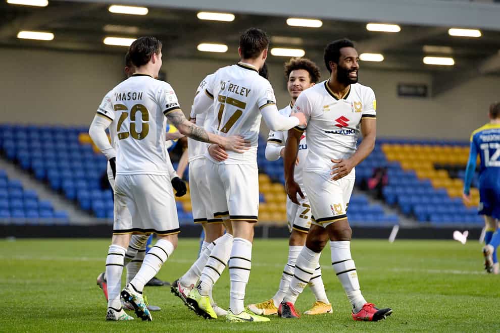 MK Dons players celebrate