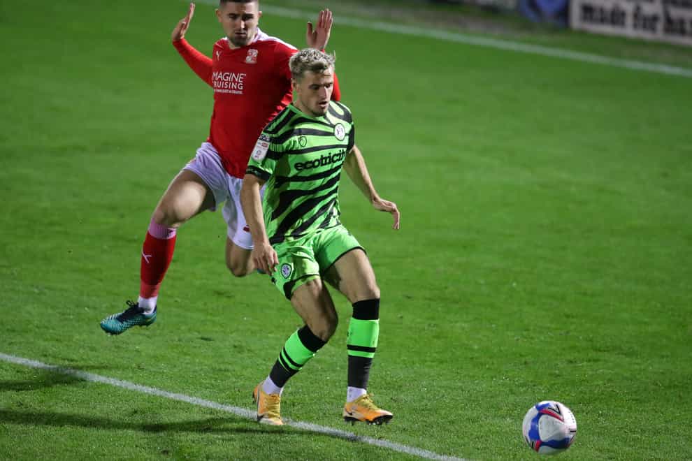 Josh March (right) in action for parent club Forest Green