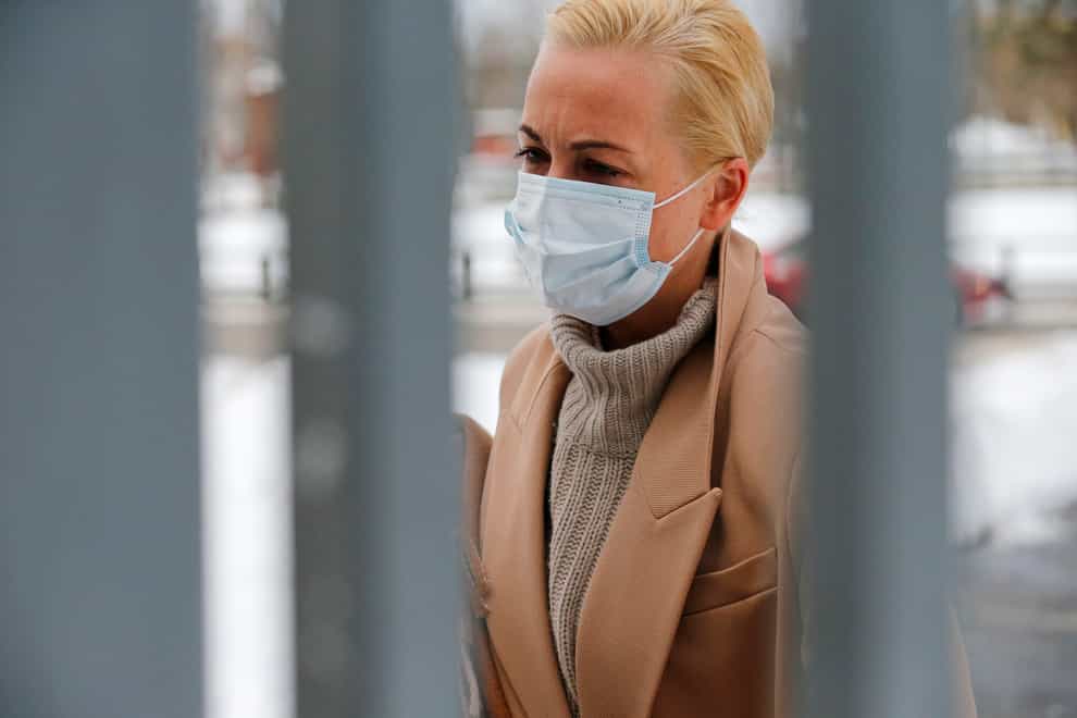 Wife of Russian opposition leader Alexei Navalny, Yulia arrives to attend a hearing at a court in Moscow (Alexander Zemlianichenko/AP)