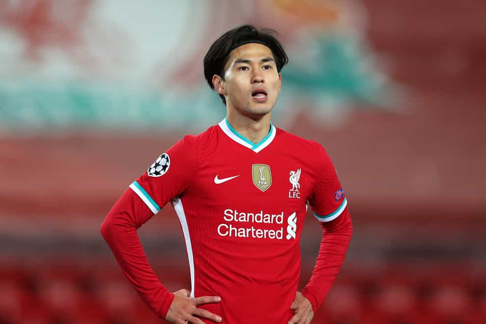 Liverpool’s Takumi Minamino during the UEFA Champions League Group D match at Anfield, Liverpool