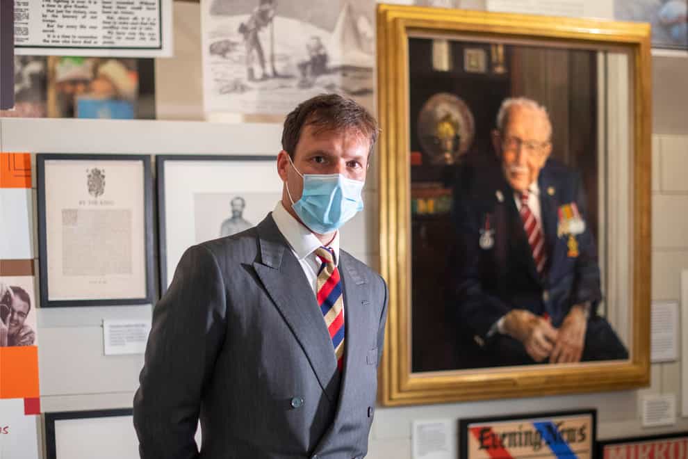 Artist Alex Chamberlin painted a portrait of Captain Sir Tom Moore to mark the 75th anniversary of VJ Day