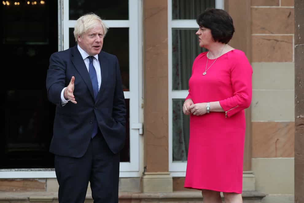 Prime Minister Boris Johnson speaks with First Minister Arlene Foster