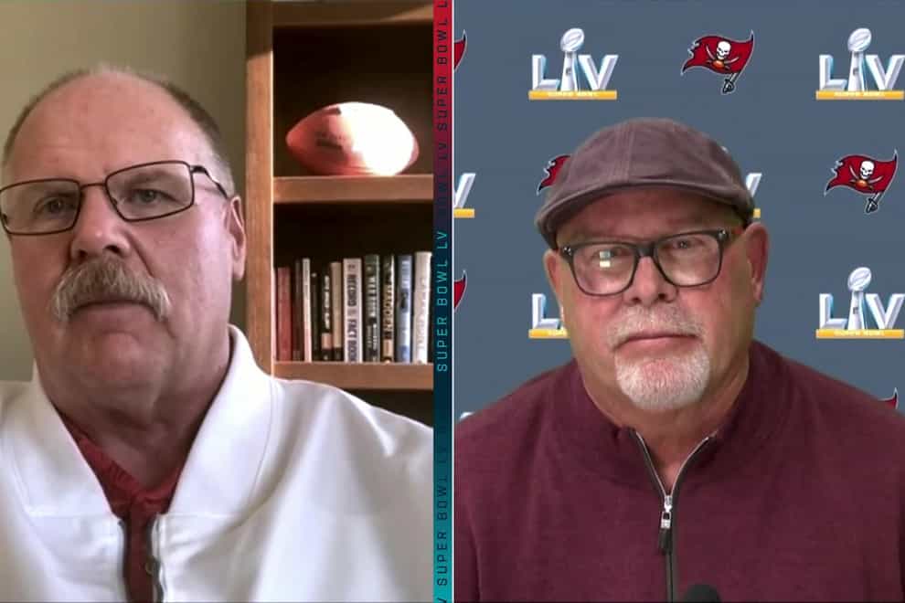 Kansas City Chiefs head coach Andy Reid, left, and Tampa Bay Buccaneers head coach Bruce Arians go head-to-head in Super Bowl LV