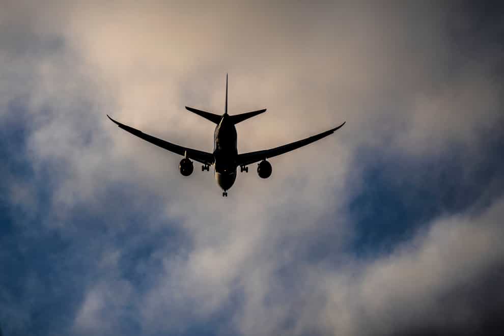 A plane on final approach to an airport