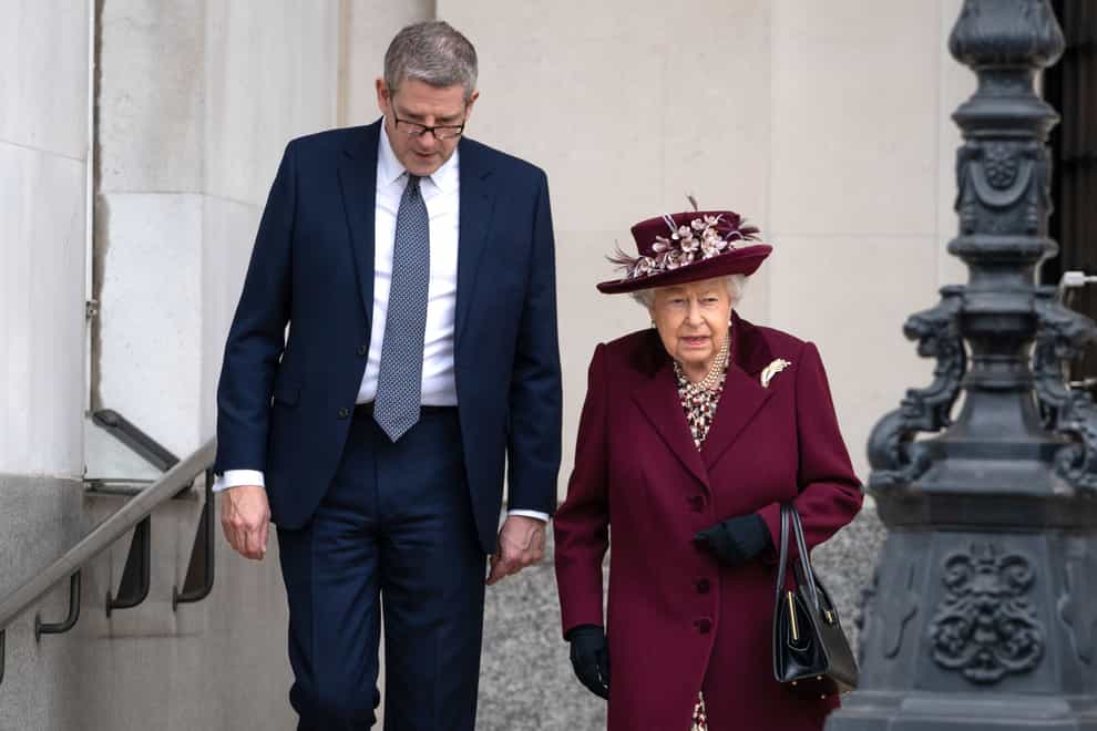 The Queen with Baron Parker who has been announced as the new Lord Chamberlain