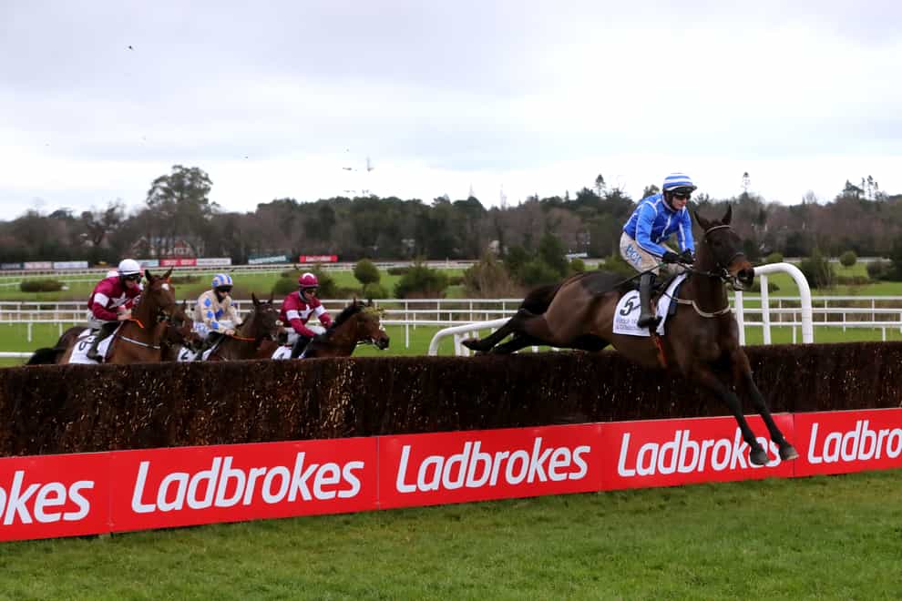 Energumene (right) jumps the final fence clear at Leopardstown Racing Festival – Day One – Leopardstown Racecourse