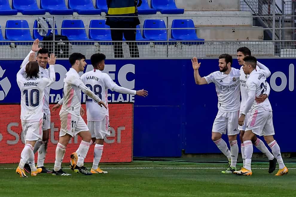 Raphael Varane's late winner saw Real Madrid come from behind at Huesca