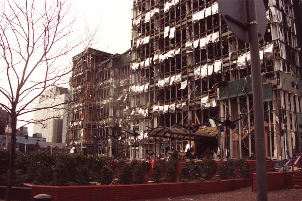 Office buildings damaged by the IRA Docklands bomb in February 1996