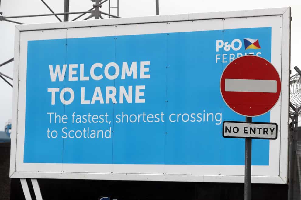 A 'Welcome' sign at Larne port