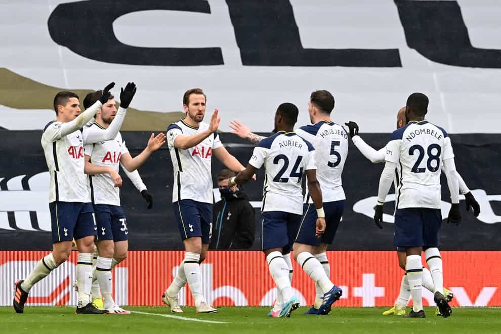 Harry Kane and Tottenham celebrate a goal