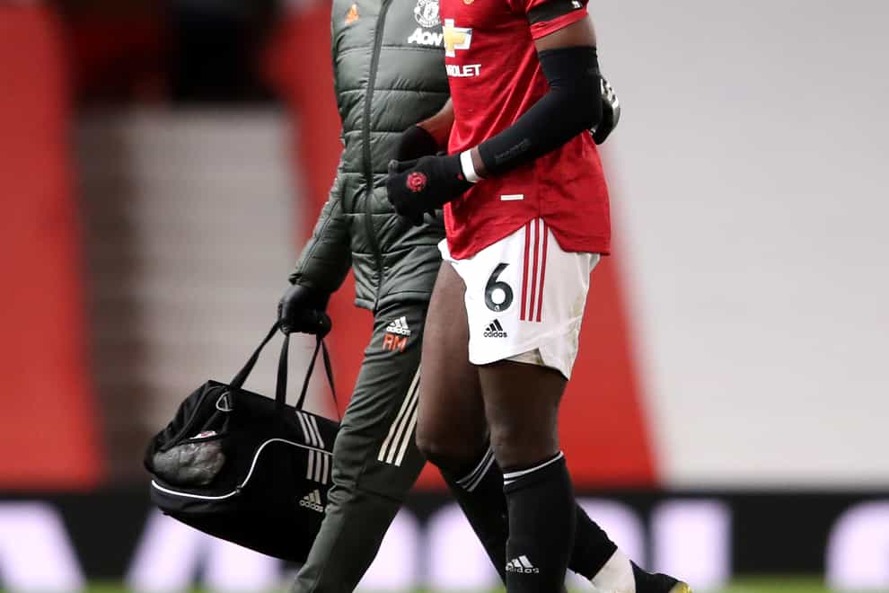 Paul Pogba went off injured against Everton on Saturday