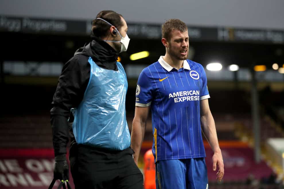 Adam Webster hobbled off in pain after rolling his ankle in Brighton's draw at Burnley.
