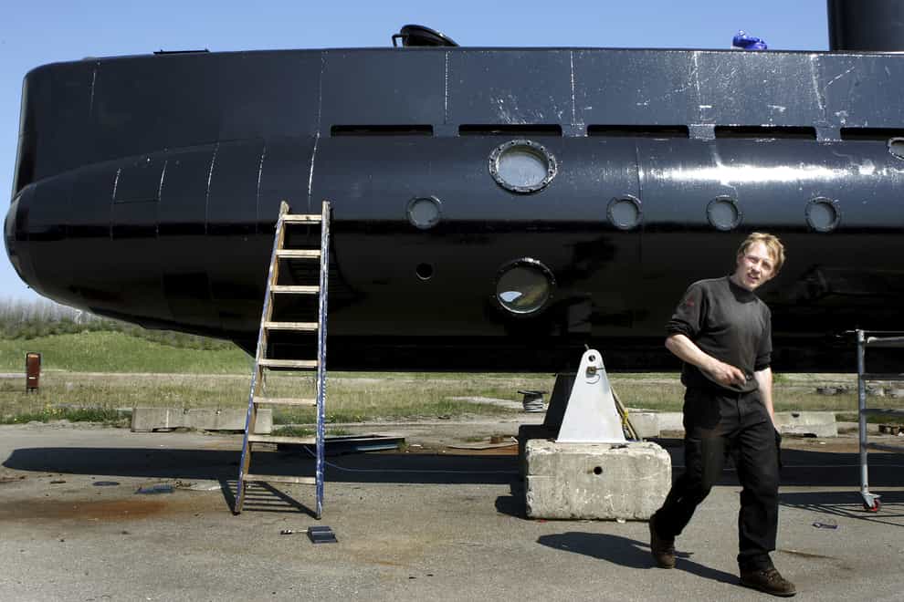 Peter Madsen with his submarine in 2008