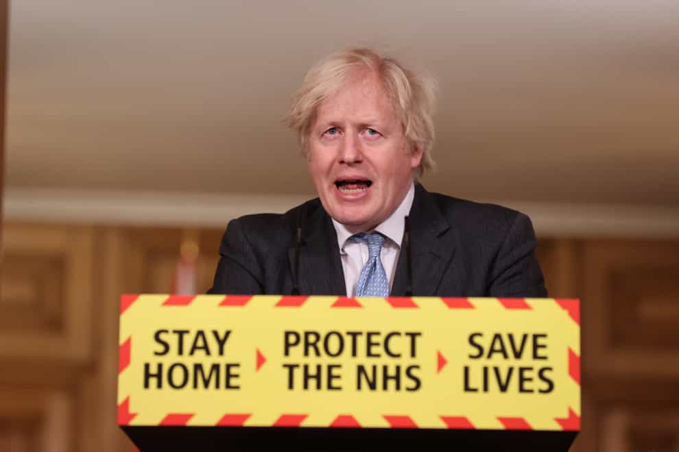 Prime Minister Boris Johnson during a media briefing on coronavirus