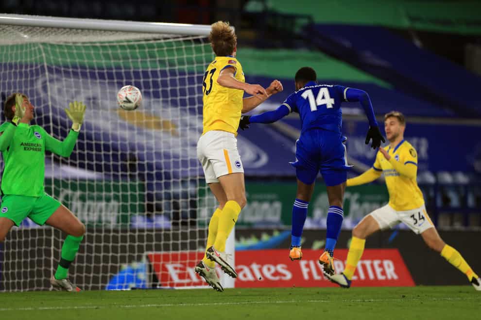Leicester striker Kelechi Iheanacho scores the winner against Brighton