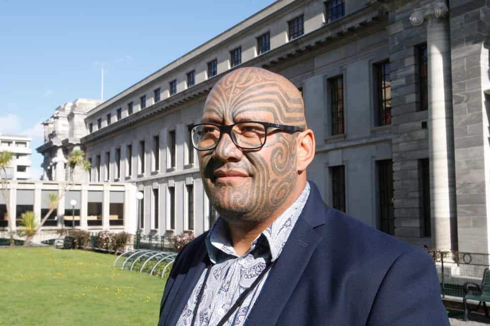 Maori Party co-leader Rawiri Waititi outside New Zealand’s parliament in Wellington