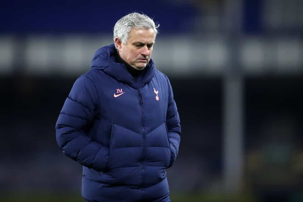 Tottenham manager Jose Mourinho looks unhappy after their FA Cup exit