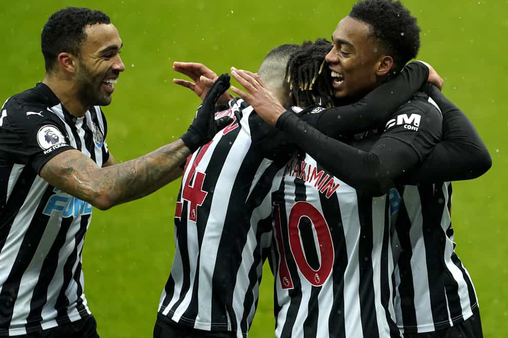 Newcastle’s Joe Willock (right) celebrates his goal against Southampton