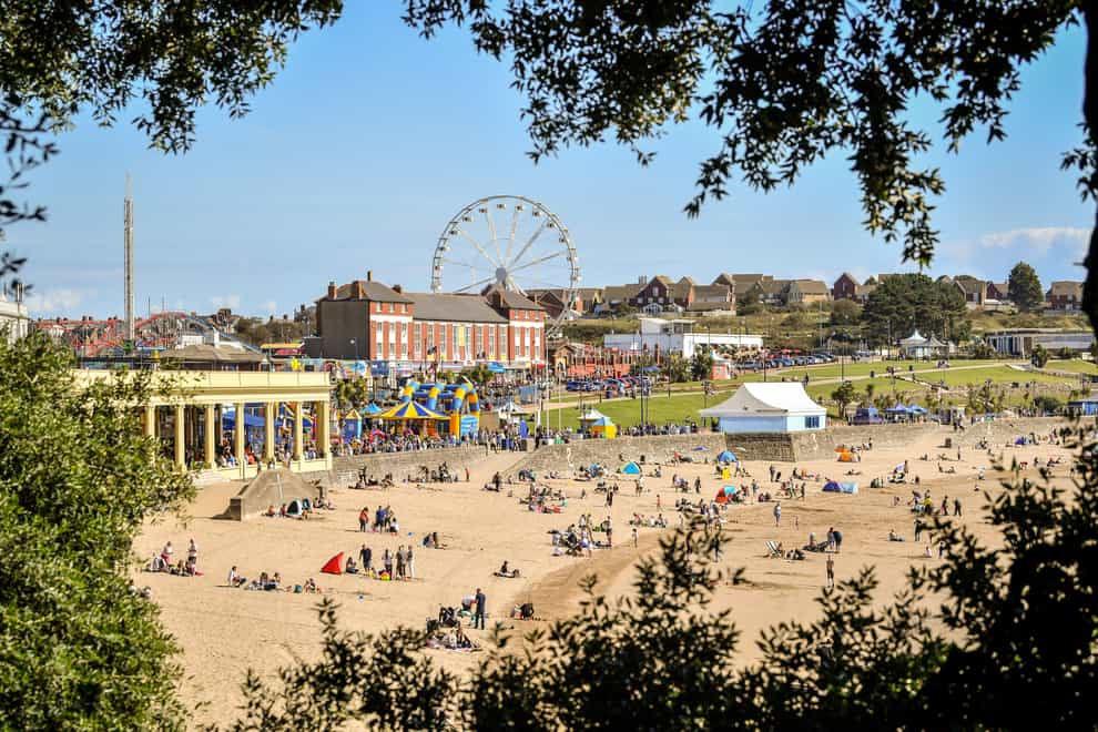 People on the beach at Barry Island in August 2020
