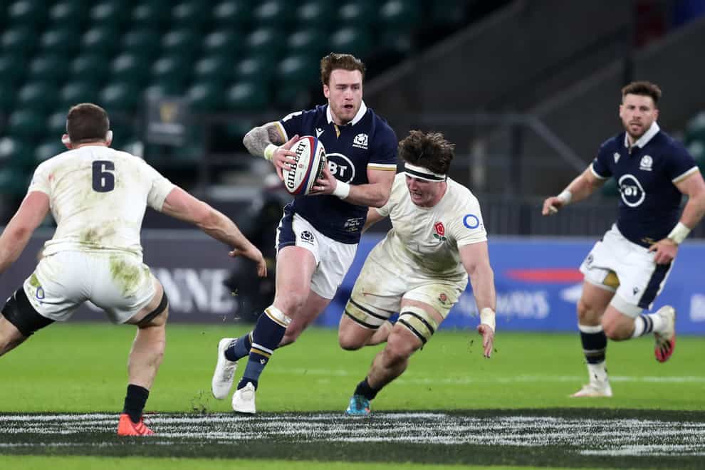 Stuart Hogg, centre, will not look beyond Saturday's match against Wales at Murrayfield