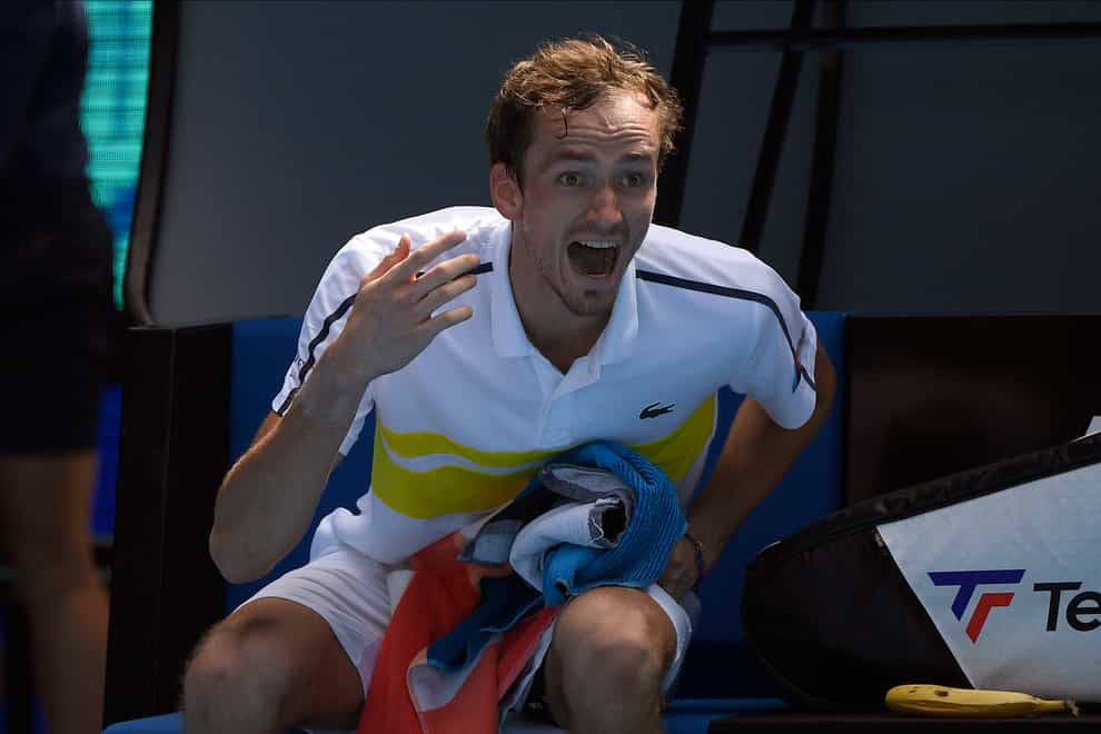 Daniil Medvedev, pictured, lost his cool with coach Gilles Cervara during his victory over Filip Krajinovic