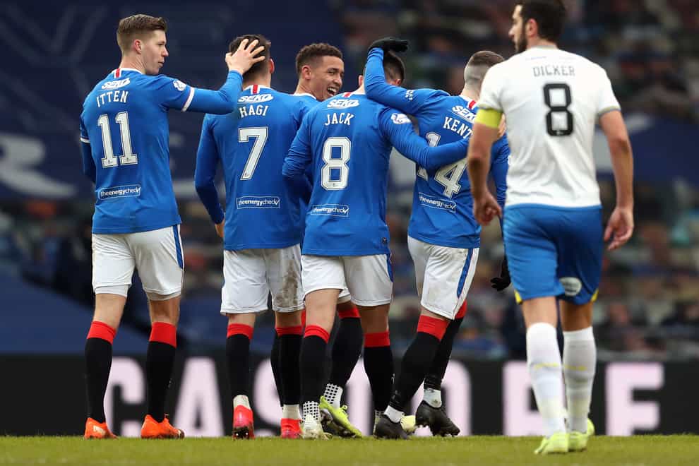 Rangers’ Ryan Jack (centre) scored against Kilmarnock