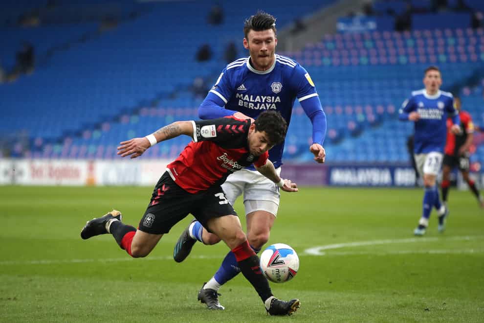 Kieffer Moore in action against Coventry