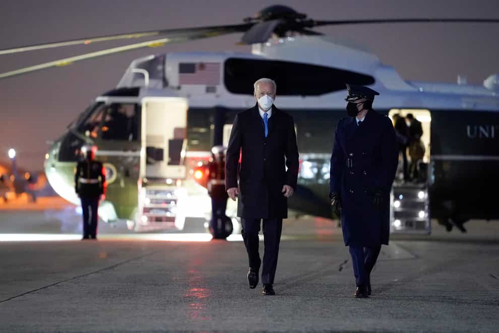 Joe Biden exits his presidential helicopter