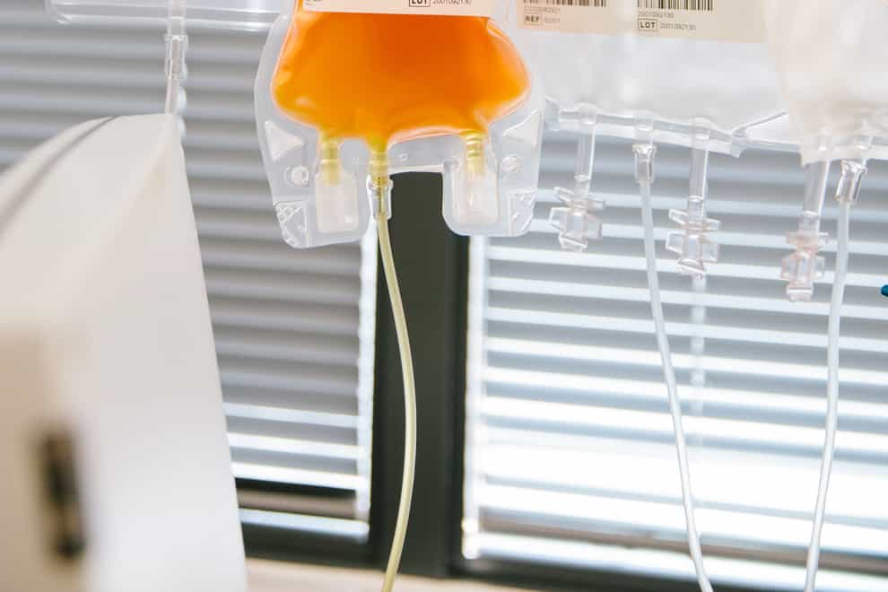 Blood, donated by recovered coronavirus patients, to be transfused into people who are still seriously ill and struggling to develop their own antibodies (Kirsty Hamilton/NHSBT/PA)