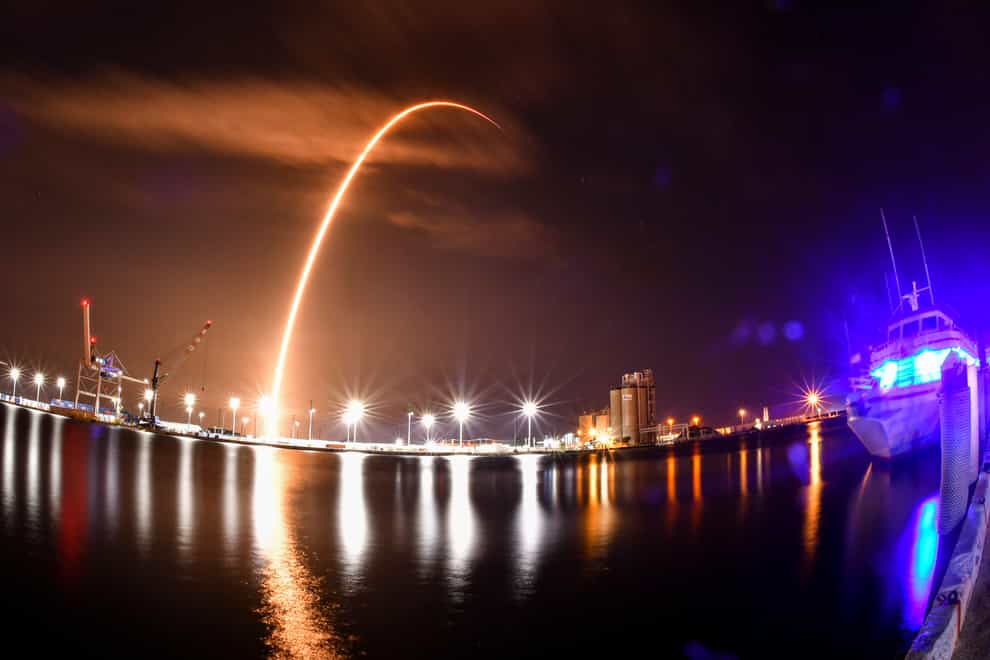 The SpaceX Falcon 9 rocket launches from Cape Canaveral Space Force Station Launch Complex 40 in Florida