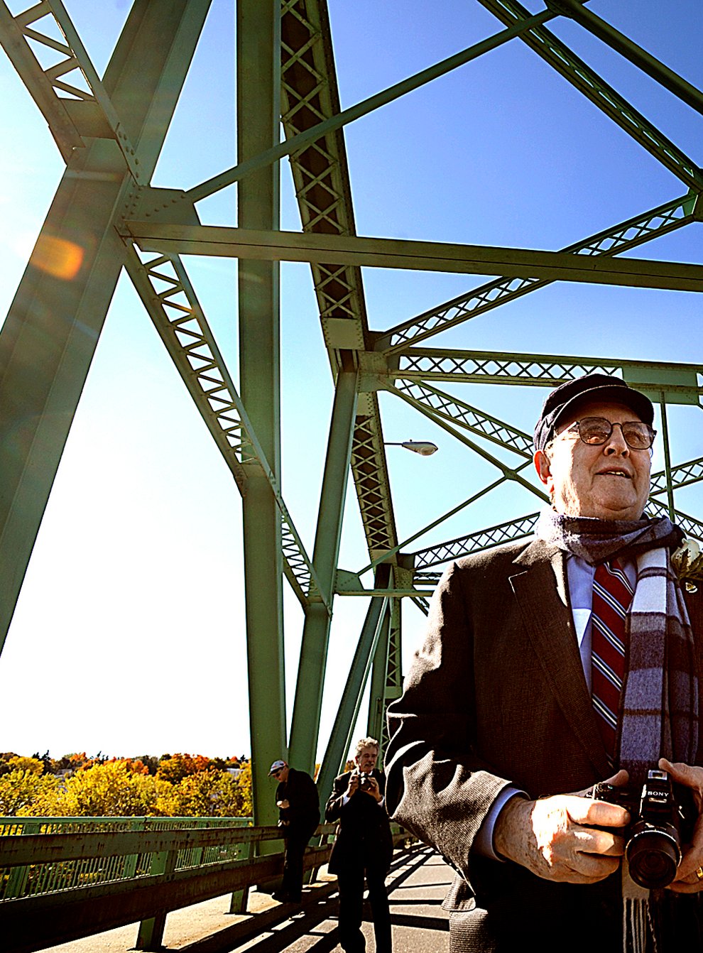 Dr Bernard Lown walks on the bridge renamed in his honour (Jose Leiva/AP)