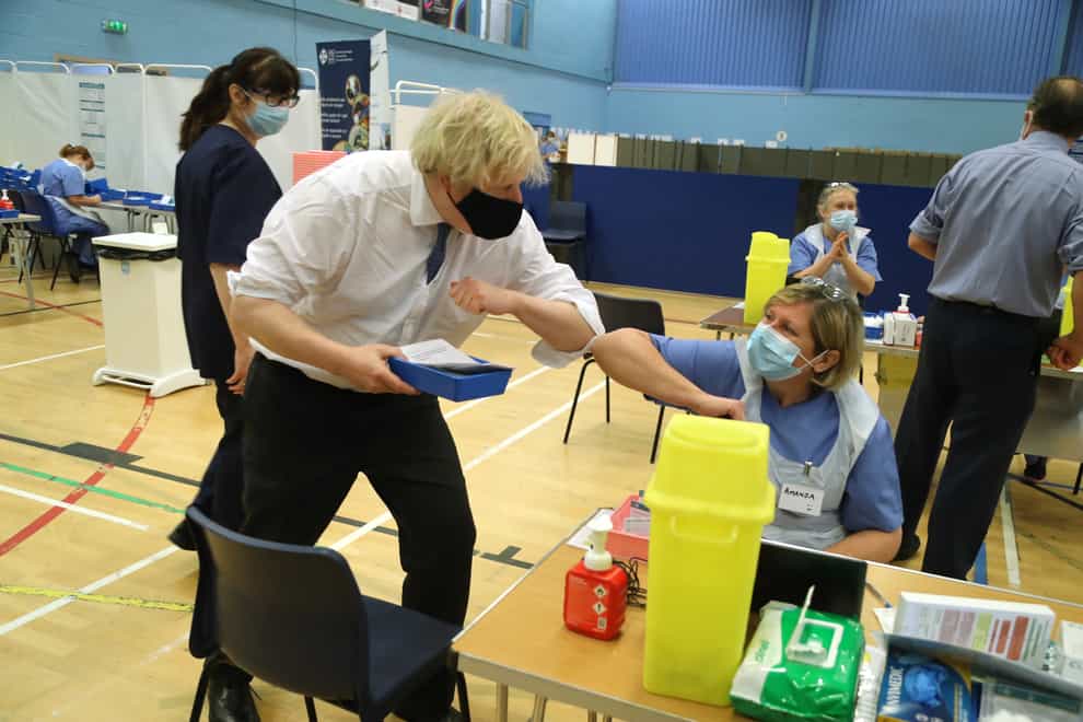 Boris Johnson and a senior nurse
