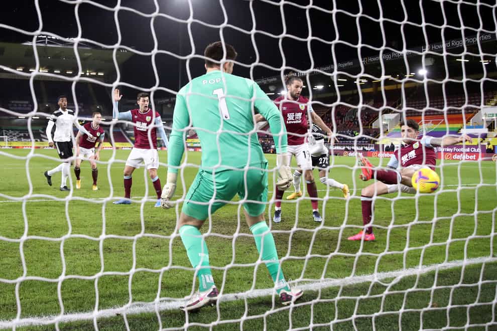 Robbie Brady failed to clear off the line as Fulham’s Ola Aina (second right) scored the opening goal